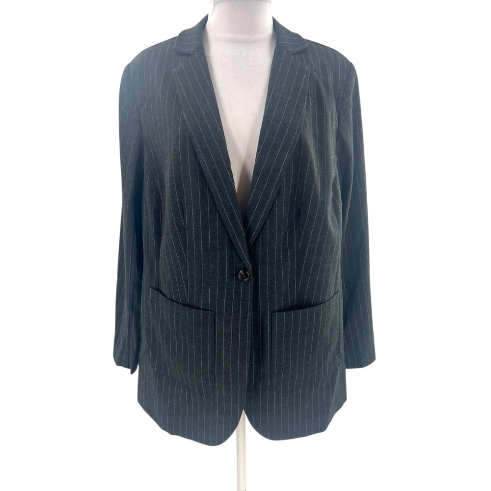 Universal Standard The Pinstripe Blazer graphite Sz 14 16 - Picture 4 of 9